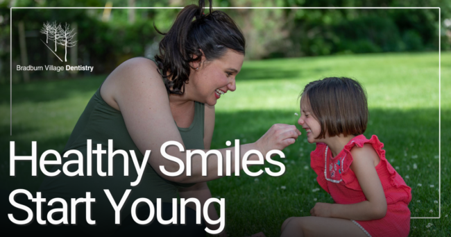 Healthy Smiles Start Young mother and child smiling outside