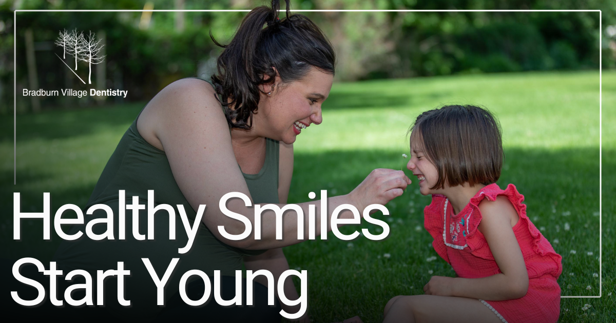 mother and child smiling outside